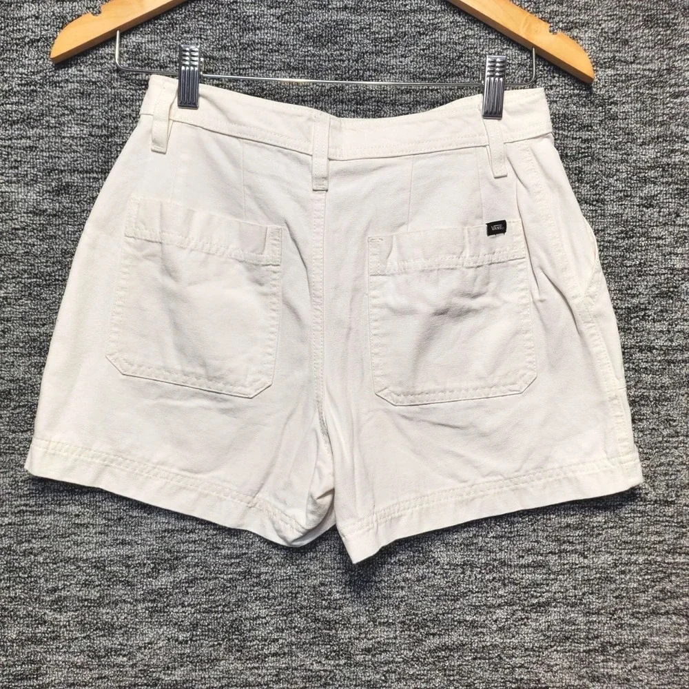 Vans Clark City High Waisted Canvas Utility Shorts Womens 25 Marshmallow Cream